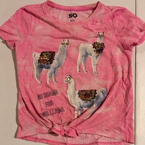 SO Pink Tie-Dye Llama Tee with Sequin Saddle Accents